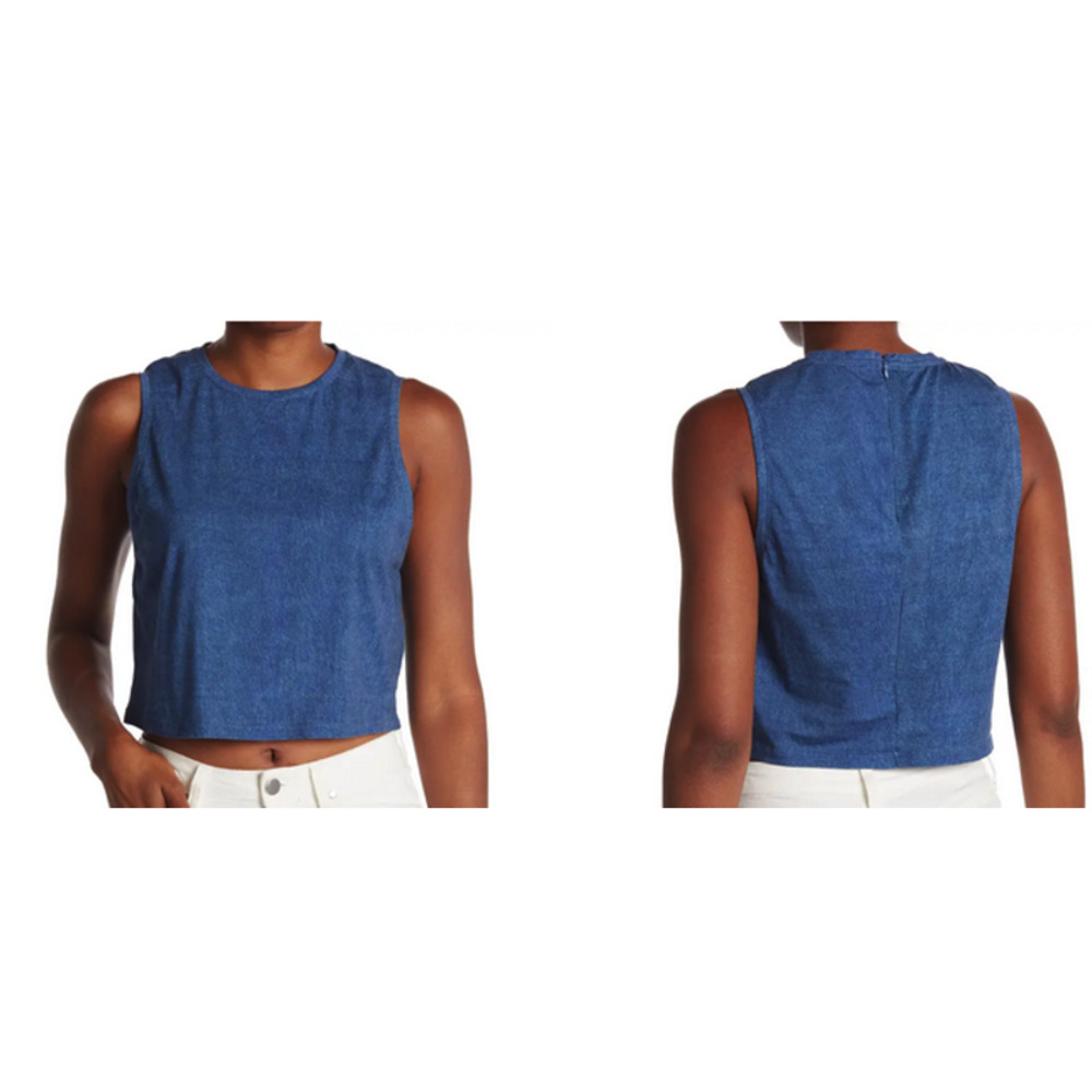 Alice + Olivia Reggie Muscle Cropped Tank blue
